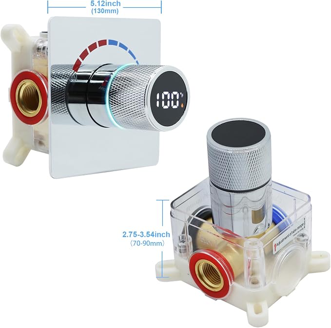 Digital Display Shower Valve Shower Valve Single Way Shower Diverter Valve - Image 5