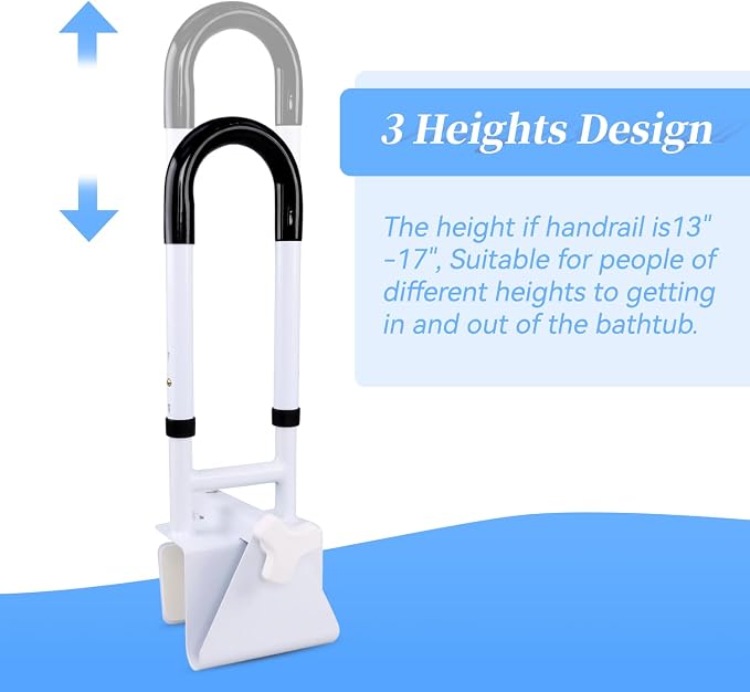 Adjustable Bathtub Grab Bars for Seniors, Tub Handle Grab Bar for Elderly Bath - Image 5