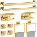10 Pieces Brushed Gold Towel Bar Set Bathroom Hardware Accessories Set Upgraded by Woekme