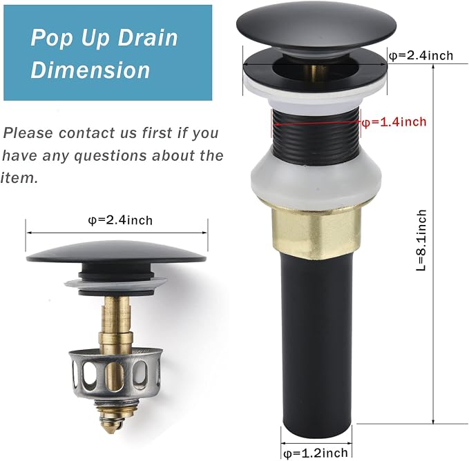 Bathroom Sink Drain, 2 Pack Drain Stopper Bathroom Sink Without Overflow - Image 2