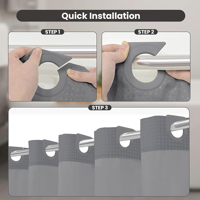 Inhousolu Stall No Hook Shower Curtain - Image 3
