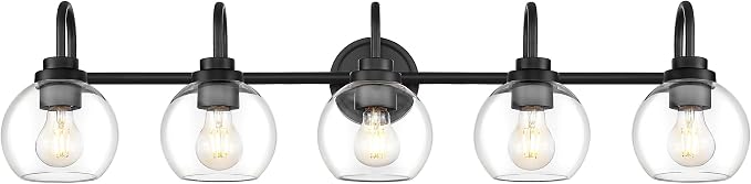 Bathroom Light Fixtures, 5-Light Matte Black Vanity Lights by Audickic