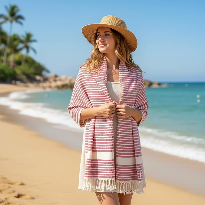 Bazaar Anatolia Turkish Beach Towel 100% Cotton Bath Towels 71x39 Quick Dry - Image 6