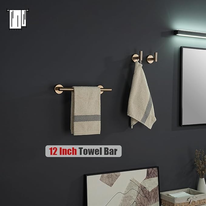 JQK Champagne Bronze Towel Bar, 12 Inch 304 Stainless Steel Thicken 0.8mm Towel - Image 5