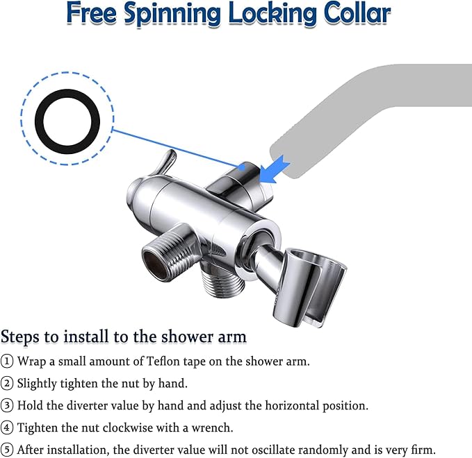 Shower Arm Diverter with Handshower Mount, G1/2 Brass Shower Diverter Valve - Image 7