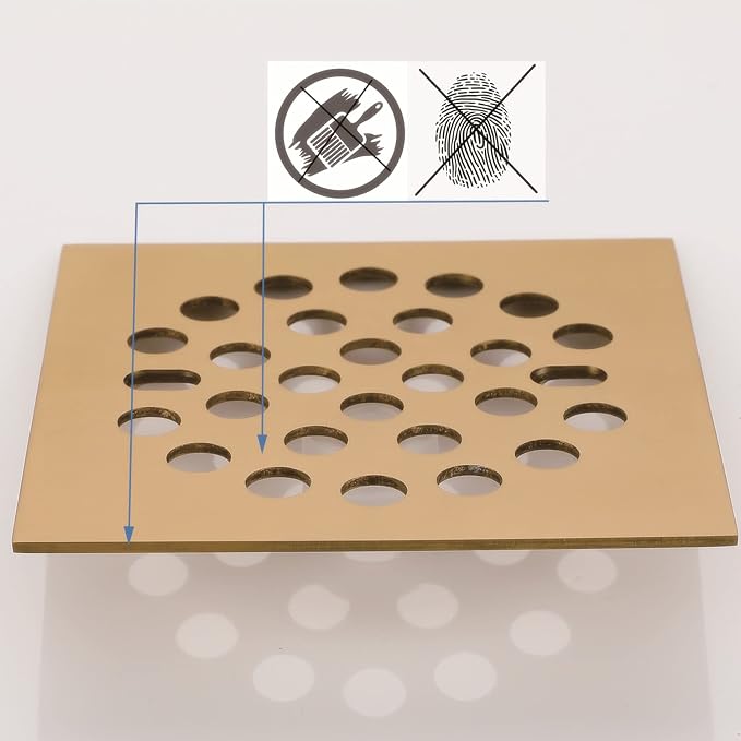RRAJJ Square Improve 4-1/4 Inch Screw-in Shower Floor Drain Grate Strainer - Image 3