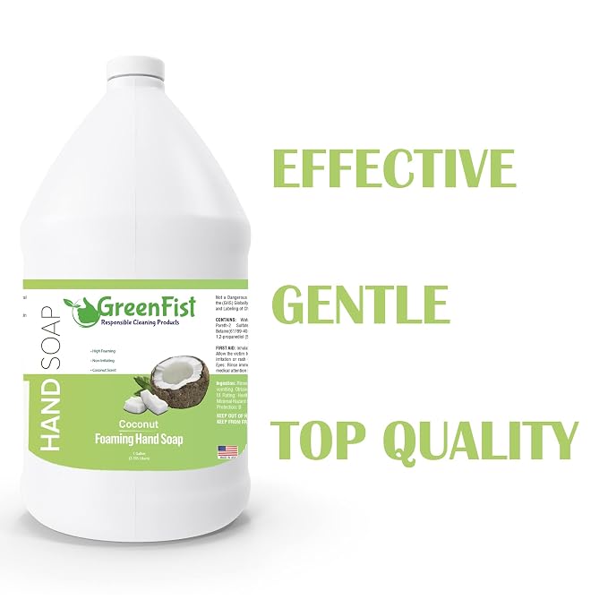 GreenFist Foaming Hand Soap Refills Jug Coconut Scent Foam Refill Made in USA - Image 2