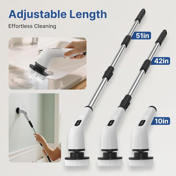8 in 1 Electric Spin Scrubber for Cleaning Bathroom, 3000mAh Power Scrubber - Image 4