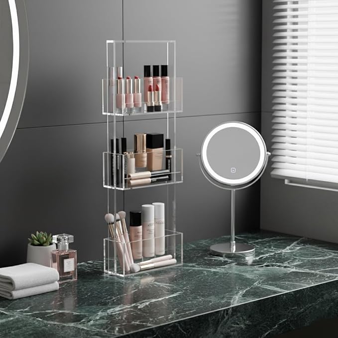 ONELUX 3-Tier Shower Organizer Stand, Acrylic Standing Shower Caddy, Bathroom - Image 2