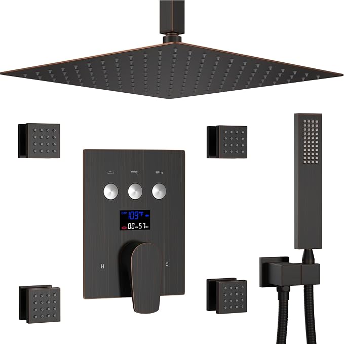 Shower System Oil Rubbed Bronze Shower Faucet Set 12 Inch Ceiling Mounted Full by KATAIS