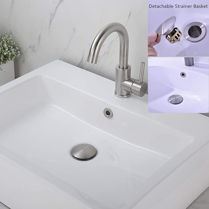 Bathroom Sink Drain, 2 Pack Drain Stopper Bathroom Sink Without Overflow - Image 6