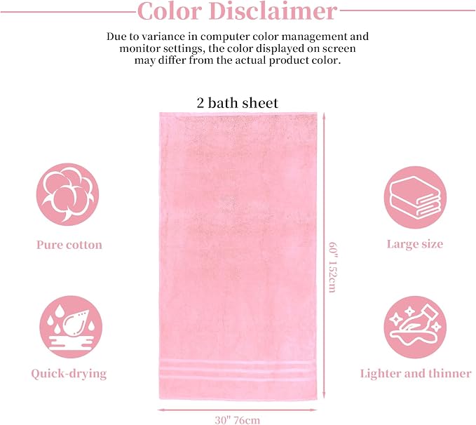 Cotton Bath Towel – Large 30x60 Inches, Thick & Absorbent Towel - Image 7