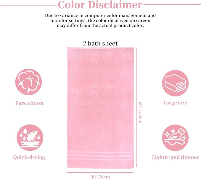 Cotton Bath Towel – Large 30x60 Inches, Thick & Absorbent Towel - Image 7