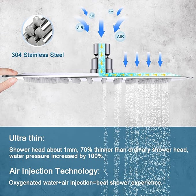 POP SANITARYWARE All Metal Shower Tub Faucet Set Chrome Bathroom 8 Inch Shower - Image 4