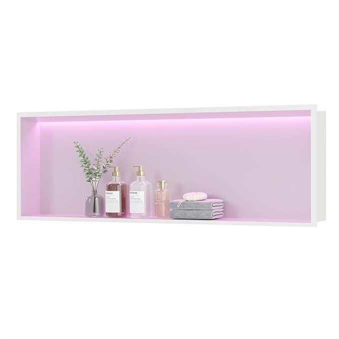 RGB LED Light Shower Niche, Waterproof No Tile Needed Wall Niche by Unknown