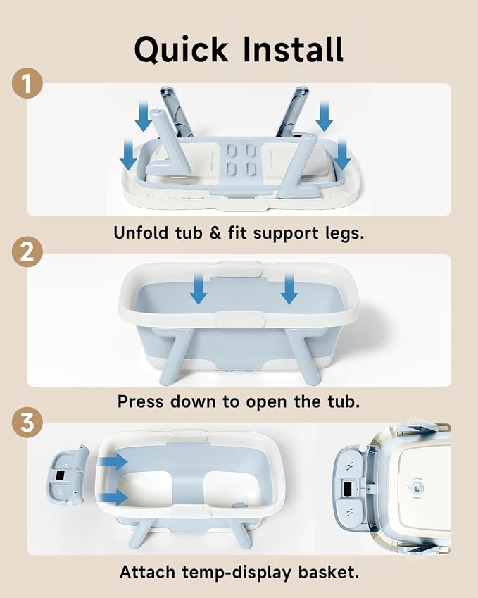 Collapsible Baby Bathtub, Large Infant Bath Tub - Image 7