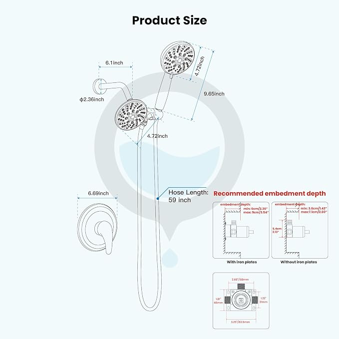 gotonovo Dual 2 in 1 Shower Head Kit High Pressure Combo System Shower Faucet 6 - Image 7