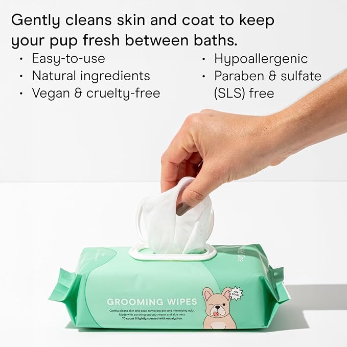 Wild One, Eucalyptus Natural Dog Grooming Wipes, Cruelty-free, resealable lid - Image 2
