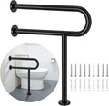 Toilet Support Rail 23.4X 28 Inch, Munzong Anti-Slip Black Handicap Grab Bar by Munzong