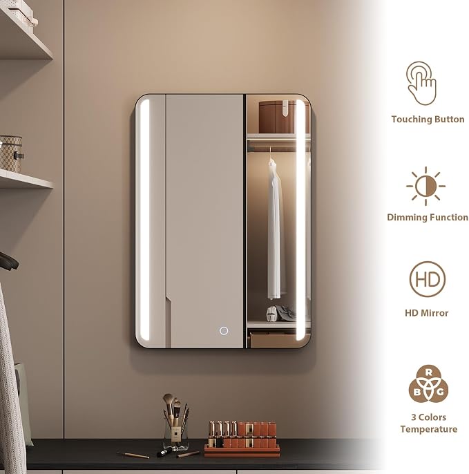 18x26 Inch LED Lighted Medicine Cabinet - Image 9