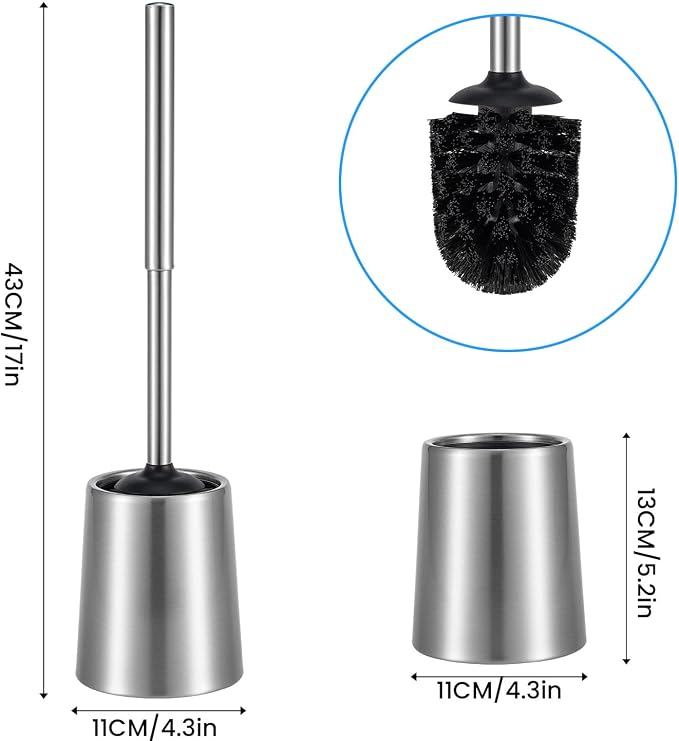 Stainless Steel Toilet Brush and Holder Toilet Brush and Cases Bathroom Bowl - Image 2