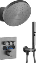 Lefton Shower System in Fahrenheit Display, 13” Overhead Round Rainfall Shower by LeftonSanitary