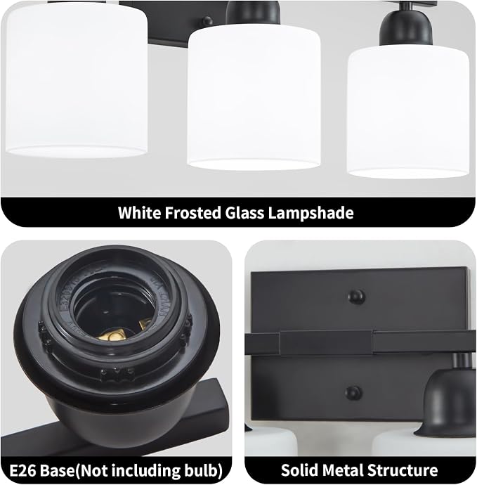 5-Light Black Bathroom Vanity Light, Modern Vanity Light Fixture - Image 9