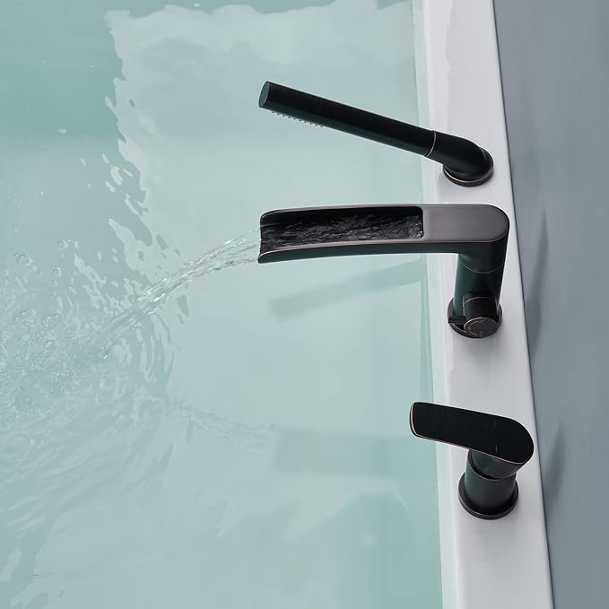 Waterfall Roman Tub Faucet Oil Rubbed Bronze Deck Mount Bathtub Faucets Brass - Image 5