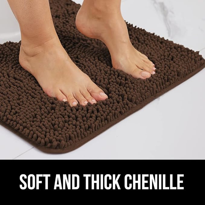 GORILLA GRIP Bath Rug Mat 60x24, Thick Soft Absorbent Chenille, Quick Dry - Image 3