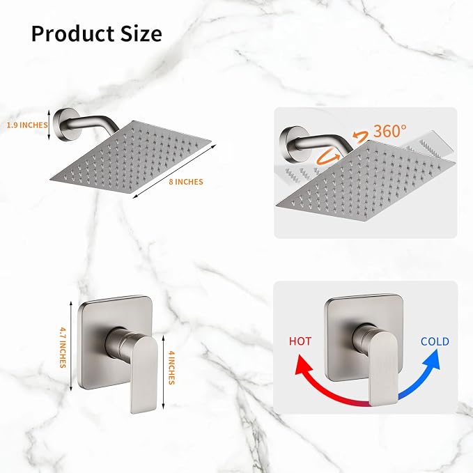 Brushed Nickel Shower Faucet Single Function Trim Kit - Image 3