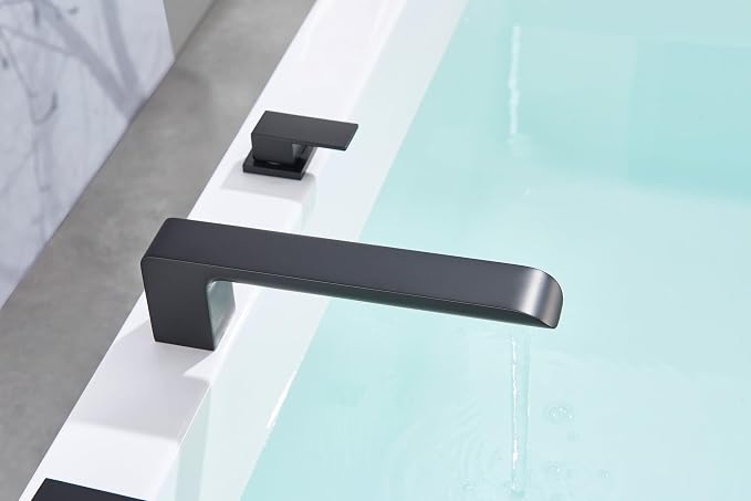 SITGES Minimalist Square-Shaped Bathtub Faucet, 2-Handle Widespread Roman Tub - Image 5