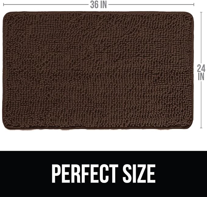 KANGAROO Bathroom Rugs, Chenille Soft Absorbent Bath Rug, Shaggy Shower Mat - Image 2