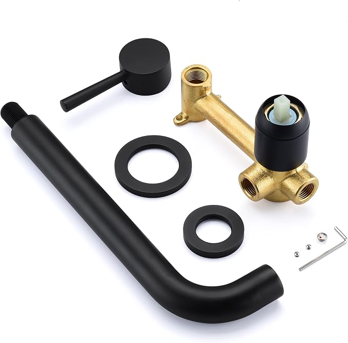 sumerain Matte Black Wall Mount Tub Faucet Tub Filler Long Spout Wall Bathtub - Image 7