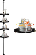 Shower Caddy Tension Pole with 4 L-Lazy Susan Organizer 360 Rotating 35-128 by AKINBAS