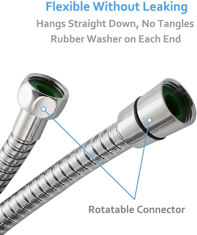 Extra Long Hand Shower Hose 118", Angle Simple Stainless Steel Flexible Shower - Image 4