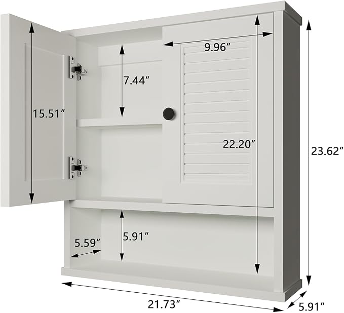 WPC Bathroom Cabinet Wall Mounted, Over Toilet Storage Organizer Adjustable - Image 6