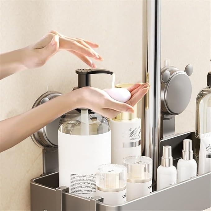 Suction Cup Wall Mounted Suction Shower Rack Organizer No Drilling Shelf Basket - Image 7