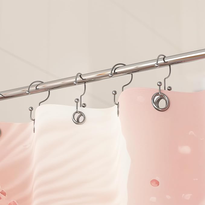 Titanker Shower Curtain Hooks Chrome, Minimalist Simple Double Glide Shower - Image 7