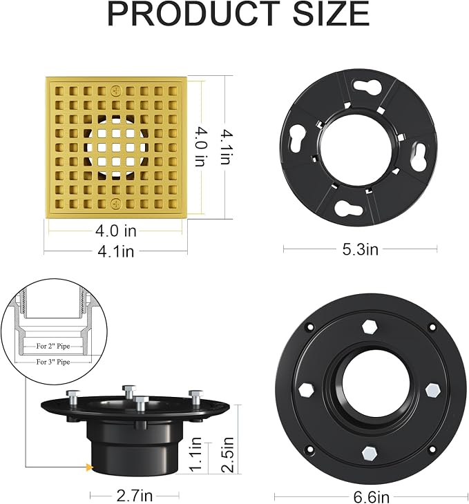 Brushed Gold Shower Drain 4-1/4 Inch - Image 6
