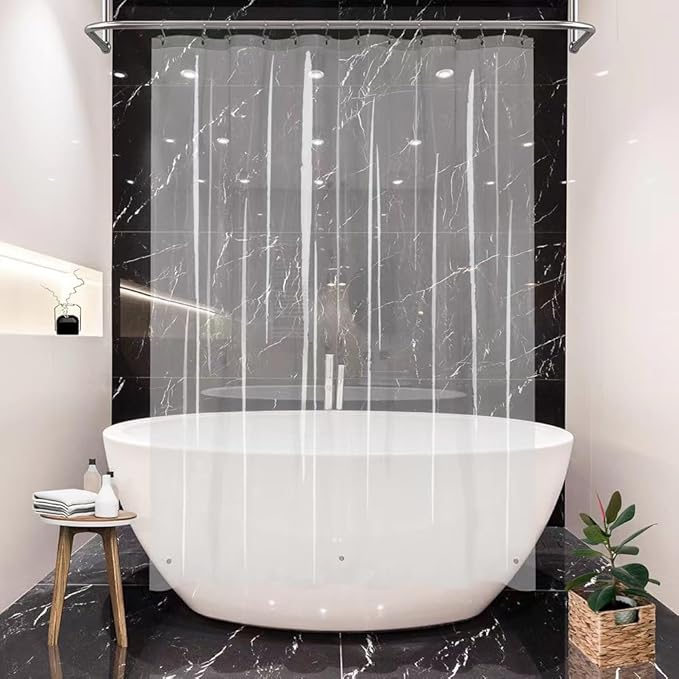 Clear Stall Shower Curtain Liner Plastic Shower Liner 72W x 60 H inch Washable by De-Mediocre