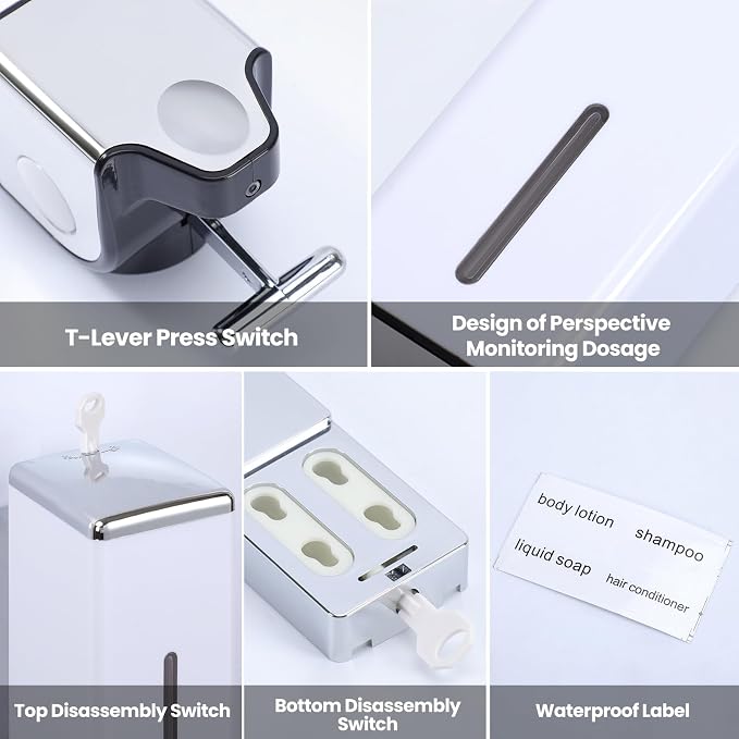 3-in-1 Quadrate Dispensers for The Shower, Shower soap Dispenser, Conditioner - Image 6