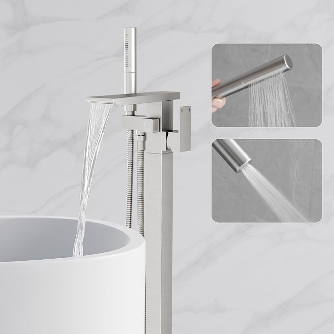 RUMOSE Brushed Nickel Bathtub Filler Freestanding Tub Filler Floor Mount Tub by RUMOSE