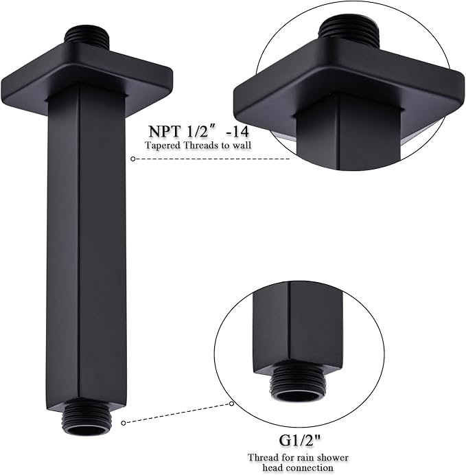 Black Shower Arm with Flange, BSTIIU Ceiling Mount Shower Head Extension Arm - Image 4