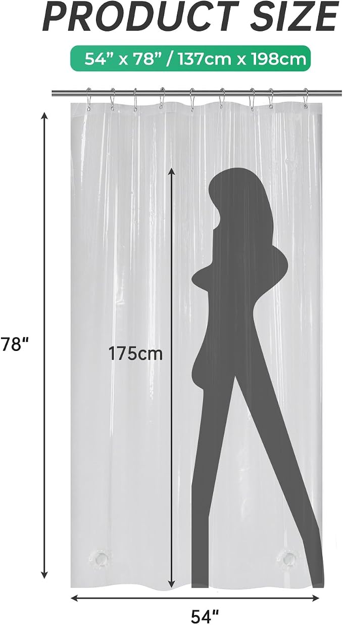 AmazerBath Stall Shower Curtain 54x78, Thick PEVA, Heavy Duty - Image 6