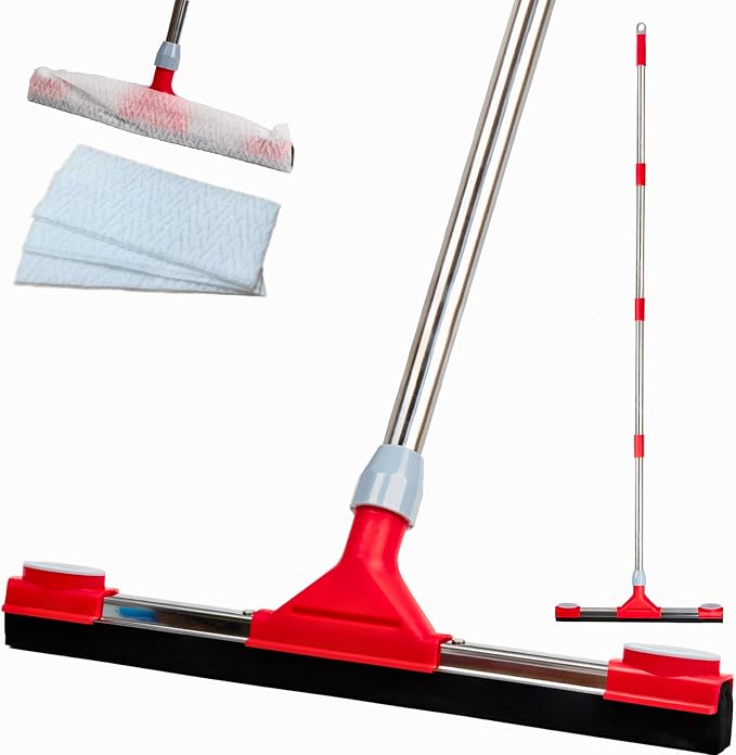 Heavy Duty Floor Squeegee for Concrete Floor – 17.3” EVA Foam Blade by GleamGaGa