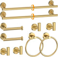 Brushed Gold Towel Bar Set 10 Pieces Round Bathroom Hardware Set Includes by Woekme