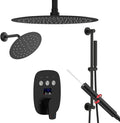 Shower Faucet Set Matte Black Shower System Temperature Display Diverter Shower by HONGTONGSOWER
