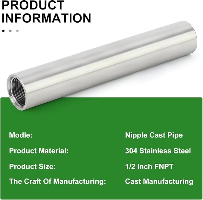 TAISHER 2PCS Stainless Steel Pipe Fittings, 1/2" NPT x 1/2" NPT Female Threaded - Image 5