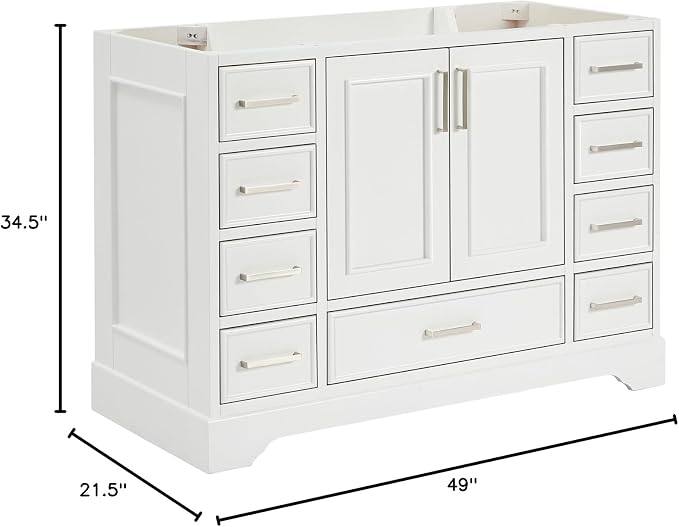 ARIEL Stafford 48" White Bathroom Vanity Base Cabinet, Single Sink Configuration - Image 3
