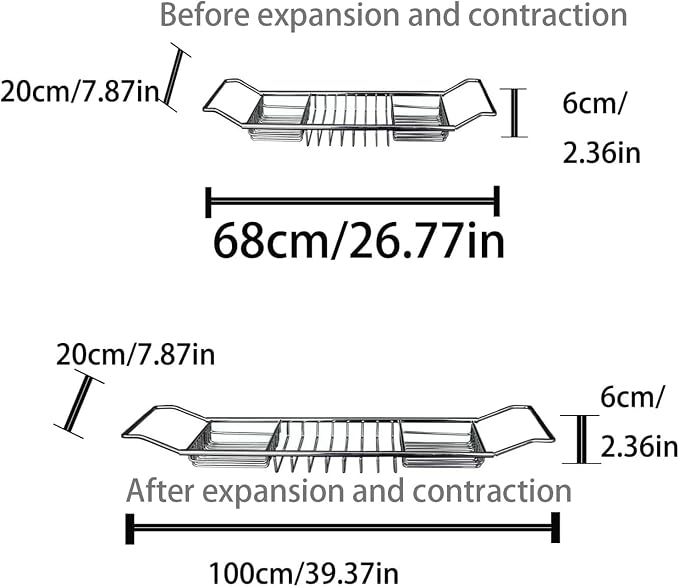 Stainless Steel Expandable Shower Bathtub Tray Over Tub Bath Caddy Expandable - Image 2